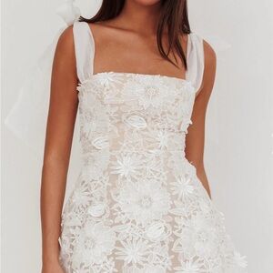 Angel Biba White and Tan Babydoll Wedding Dress